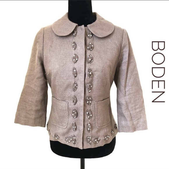 Boden linen blazer jacket tweed polka‎ dots natural - Picture 1 of 13